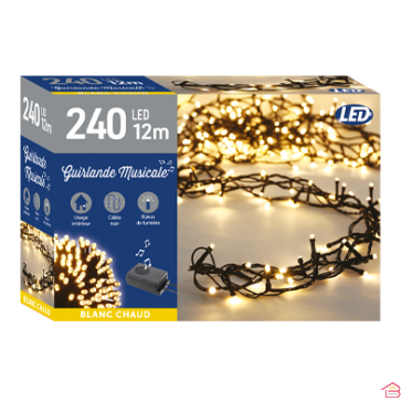 GUIRLANDE MUSICALE 240 LEDS AVEC 8 FONCTIONS D'ÉCLAIRAGE