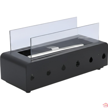 CHEMINÉE MOBILE À L’ÉTHANOL 60 CM AVEC BRÛLEUR EN ACIER INOXYDABLE ET VITRES DE PROTECTION