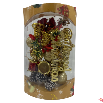 DÉCORATION DE SAPIN DE NOËL ROUGE ET DORÉE