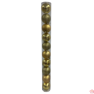 BOÎTE DE 10 BOULES DORÉES DE 6 CM POUR SAPIN