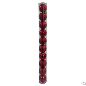 BOÎTE DE 10 BOULES ROUGES DE 6 CM POUR SAPIN
