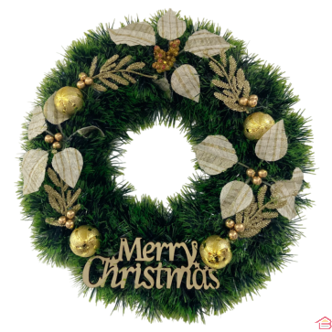 COURONNE DE NOËL VERTE AVEC MESSAGE MERRY CHRISTMAS