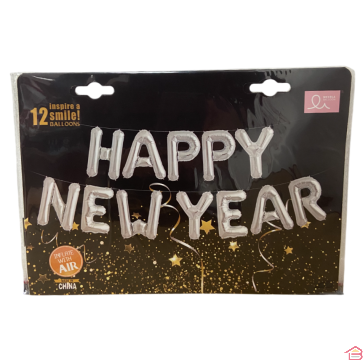 BALLON EN FOIL HAPPY NEW YEAR ARGENTÉ