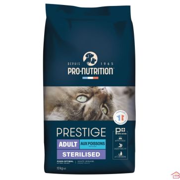 CROQUETTES PRESTIGE POUR CHAT ADULTE STERILISÉ AU POISSON 10 KG