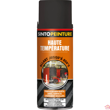 PEINTURE HAUTE TEMPÉRATURE NOIR MAT 600 DEGRÉS CELSIUS AÉROSOL 400 ML SINTO