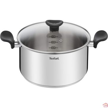 FAITOUT EN INOX AVEC COUVERCLE EN VERRE 24 CM PRIMARY TEFAL