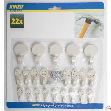 CROCHET MURAL ET CLOUS 22 PIÈCES KINZO