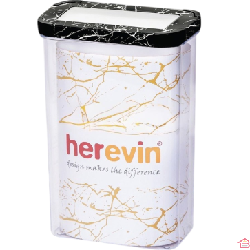 BOÎTE DE RANGEMENT ALIMENTAIRE NOIRE EFFET MARBRE 2,5 LITRES EN PLASTIQUE ACRYLIQUE HEREVIN