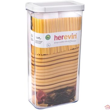 BOÎTE DE RANGEMENT EN PLASTIQUE TRANSPARENT DE 3 LITRES AVEC COUVERCLE BLANC