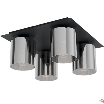 PLAFONNIER EN ACIER NOIR E27 ET VERRE TRANSPARENT GOROSIBA 1 EGLO