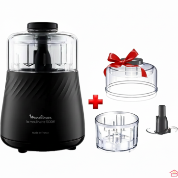 MOULINETTE ÉLECTRIQUE MOULINEX 1000W AVEC BOL SUPPLÉMENTAIRE NOIR