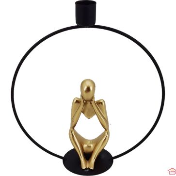 BOUGEOIR CERCLE AVEC SILHOUETTE 20X7.3X22 CM EN MÉTAL