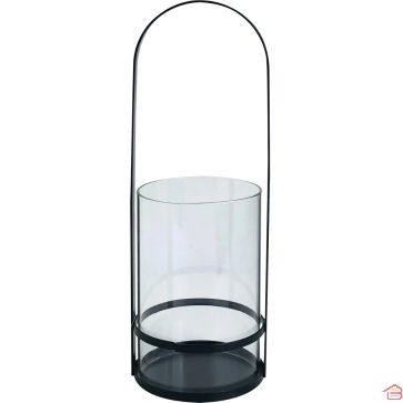 LANTERNE IDAMA EN VERRE ET MÉTAL 30.4X10.8 CM
