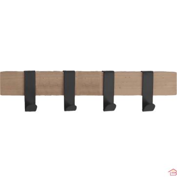 PATÈRE VIRGILE EN BOIS AVEC 4 CROCHETS EN FER NOIR 51X11X5 CM