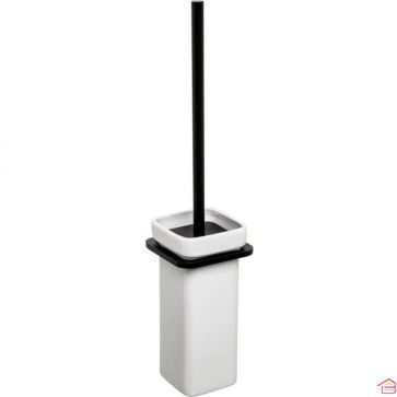 PORTE-BROSSE WC MURAL EN CÉRAMIQUE ET ALUMINIUM NOIR MAT ONYX