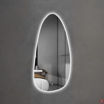 MIROIR MURAL AVEC ÉCLAIRAGE LED BLANC FROID FORME OVALE 120 X 55 CM
