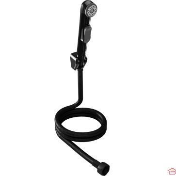 KIT WC HYGIÈNE NOIR 125 CM EN PVC AVEC TUYAUTERIE COMPLÈTE