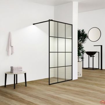 PAROI DE DOUCHE ITALIENNE 100X195 CM NOIR EN VERRE TREMPÉ
