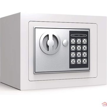 COFFRE-FORT ÉLECTRONIQUE MINI 17X23X17 CM BLANC SÉCURISÉ AVEC DOUBLE SERRURE FERRI