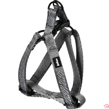 HARNAIS RÉGLABLE RÉFLÉCHISSANT GRIS POUR CHIEN TAILLE L 25 MM 65 À 80 CM