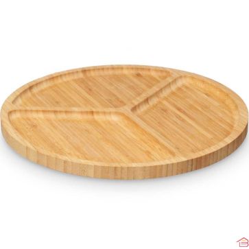 PLATEAU EN BAMBOU AVEC 3 COMPARTIMENTS