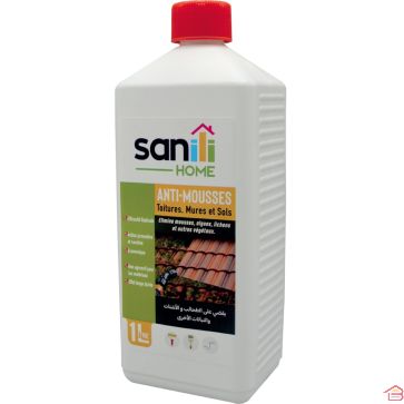 ANTI-MOUSSE CONCENTRÉ SANILI 1 LITRE POUR TOITURES FAÇADES TERRASSES MURS