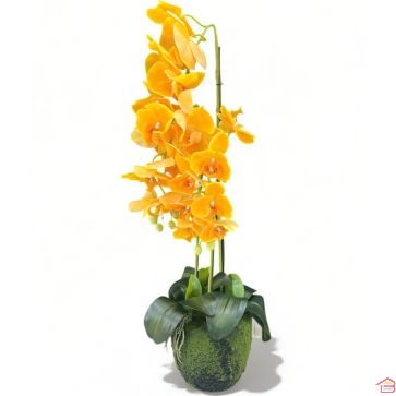 PLANTE ARTIFICIELLE ORCHIDÉE JAUNE HAUTEUR 74 CM