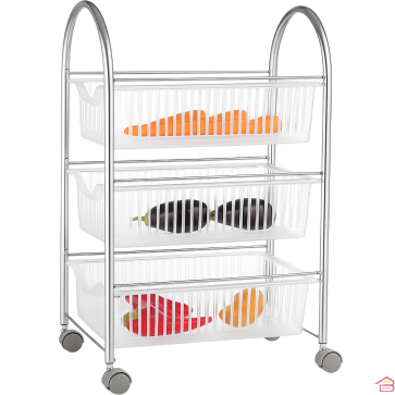 CHARIOT DE CUISINE À 3 NIVEAUX AVEC ROULETTES DESIGN MODERNE