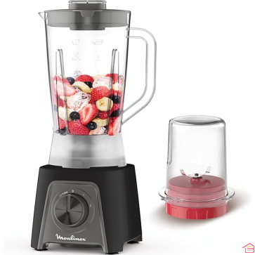 BLENDER MOULINEX 1,5 L 450 W 2 VITESSES NOIR AVEC BOL SUPPLÉMENTAIRE GRATUIT