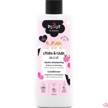 APRÈS-SHAMPOING POUR CHIEN ET CHAT 200 ML DÉMÊLANT NOURRISSANT À LA FRAMBOISE