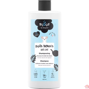 SHAMPOING POUR CHIEN POILS BLANCS PLOUF 400 ML À LA RÉGLISSE