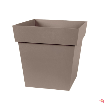 POT DE FLEURS CARRÉ EN POLYPROPYLÈNE 32 CM TAUPE
