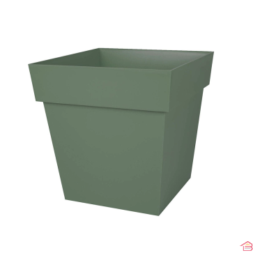 POT CARRÉ TOSCANE 32 CM VERT LAURIER EN POLYPROPYLÈNE RÉSISTANT