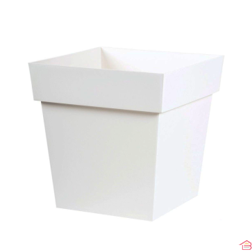 POT CARRÉ TOSCANE 32 CM BLANC EN POLYPROPYLÈNE RÉSISTANT