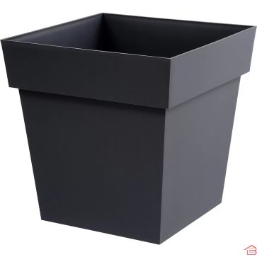 POT DE FLEURS CARRÉ TOSCANE 39 CM 38 LITRES EN POLYPROPYLÈNE GRIS ANTHRACITE EDA