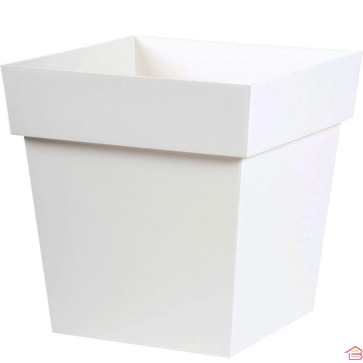 POT DE FLEURS CARRÉ BAS TOSCANE 39 CM 38L BLANC EN POLYPROPYLÈNE EDA