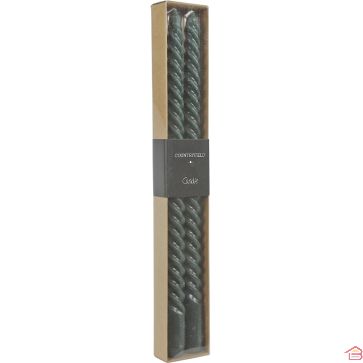 SET DE 2 BOUGIES LONGUES DÉCORATIVES VERTES 30 CM