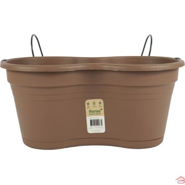 JARDINIÈRE AVEC CROCHET EN PLASTIQUE MARRON 37 CM