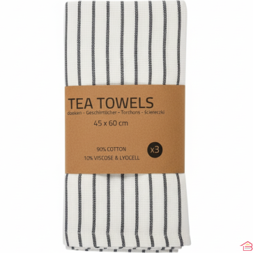 LOT DE 3 TORCHONS DE CUISINE 45X60 CM EN COTON, VISCOSE ET LYOCELL