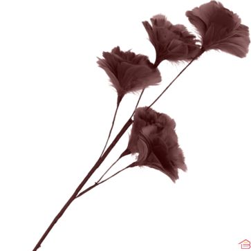 BRANCHE ARTIFICIELLE AVEC FLEURS EN PLUMES ET SOIE MARRON 85 CM