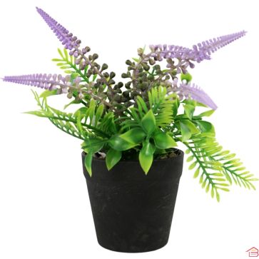 PLANTE LAVANDE ARTIFICIELLE EN POT 24 CENTIMÈTRES AVEC TROIS BRANCHES