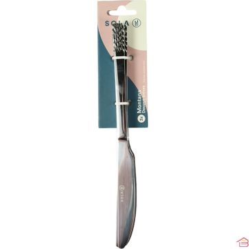 LOT DE 3 COUTEAUX À DESSERT 21,5 CM EN ACIER INOXYDABLE MANCHE MARTELÉ MONTANA