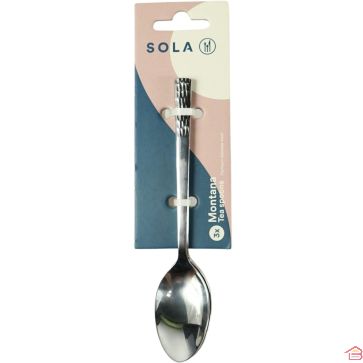 LOT DE 3 CUILLÈRES À CAFÉ 14 CM EN ACIER INOXYDABLE MANCHE MARTELÉ MONTANA