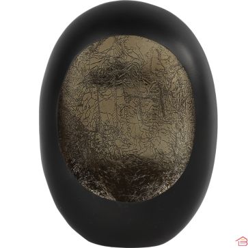 PHOTOPHORE OEUF EN MÉTAL NOIR MAT ET LAITON 28,5 CM