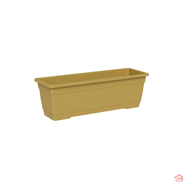 JARDINIÈRE RECTANGULAIRE BIRKA 50 CM OCRE AVEC SOUCOUPE INTÉGRÉE TERA