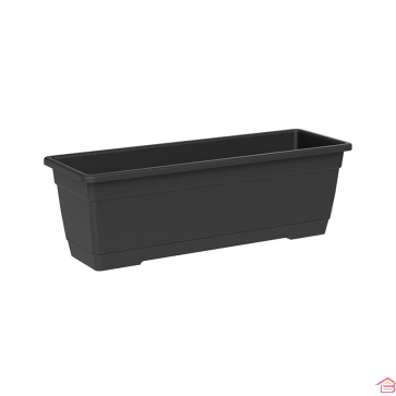 JARDINIÈRE RECTANGULAIRE BIRKA 60 CM ANTHRACITE AVEC SOUCOUPE INTÉGRÉE TERA