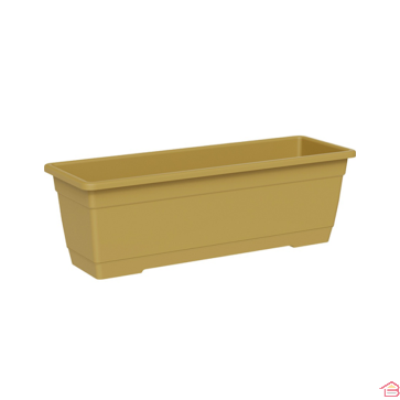 JARDINIÈRE RECTANGULAIRE BIRKA 60 CM OCRE AVEC SOUCOUPE INTÉGRÉE TERA