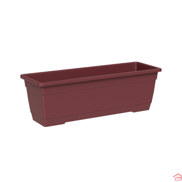 JARDINIÈRE RECTANGULAIRE BIRKA 60 CM RAISIN ROUGE AVEC SOUCOUPE INTÉGRÉE TERA