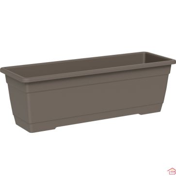 JARDINIÈRE RECTANGULAIRE BIRKA 80 CM SABLE AVEC SOUCOUPE INTÉGRÉE TERA