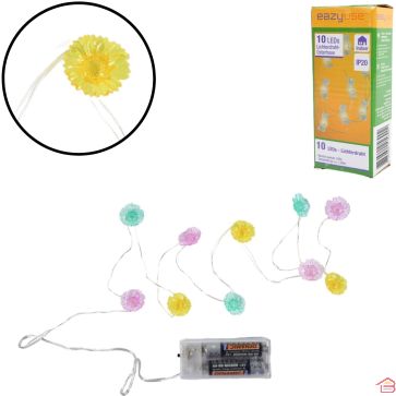 GUIRLANDE LUMINEUSE FLEURS MULTICOLORES 10 LED 120 CM DÉCORATION INTÉRIEURE IP20